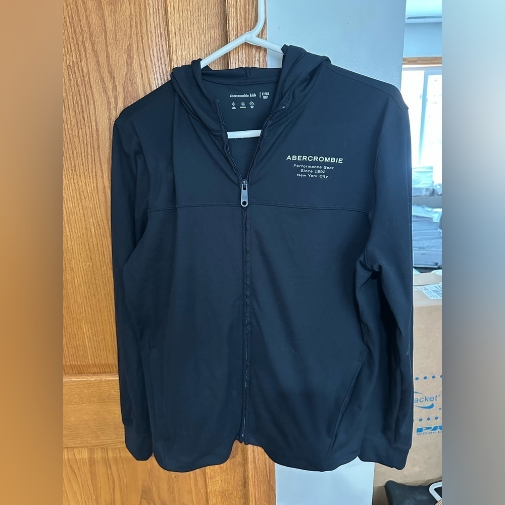 Abercrombie Kids Black Performance athletic hoodie.